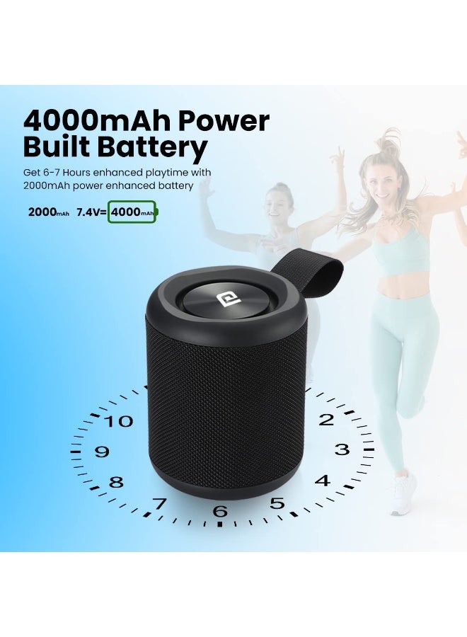 بورترونيكس Portronics SoundDrum P 20W Portable Bluetooth Speaker with 6-7 hrs Playback Time, Handsfree Calling, USB Slot, Aux-in Port, Type C Charging (Black) - Image 2